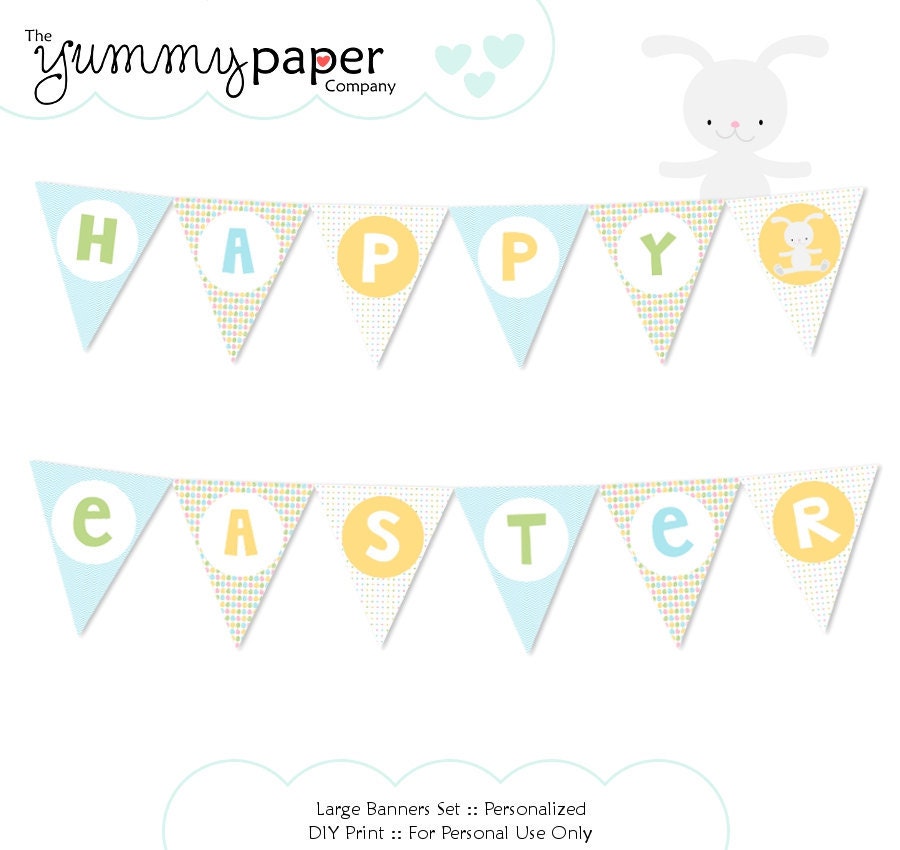Pastel Easter Party Banner Large ... Custom Printable Pennant Banner pe01 Il_170x135