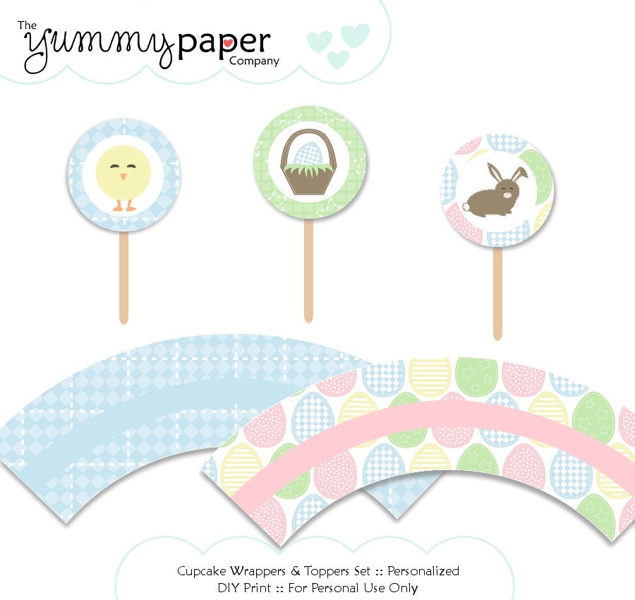 Cute Easter Party - Cupcake Wrappers and Toppers Set ... DIY Party Printables... ce01 Il_170x135