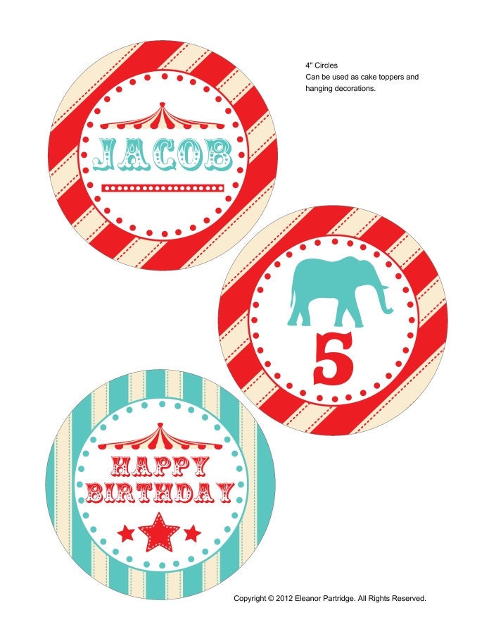 Spectacular Vintage Circus Party Package - Printable Personalized Birthday .. DIY Party Printables.. svc01 - Signature Collection