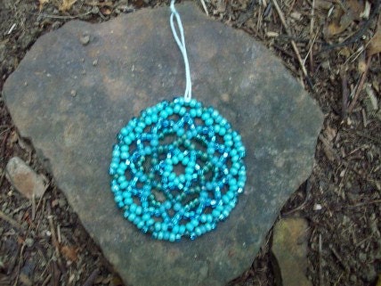Huichol Lace Suncatcher - Turquoise