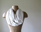 Ivory Infinity Scarf -  Lightweight Cotton Jersey Circle Scarf - Handmade Loop Scarf with Flecks of Oatmeal