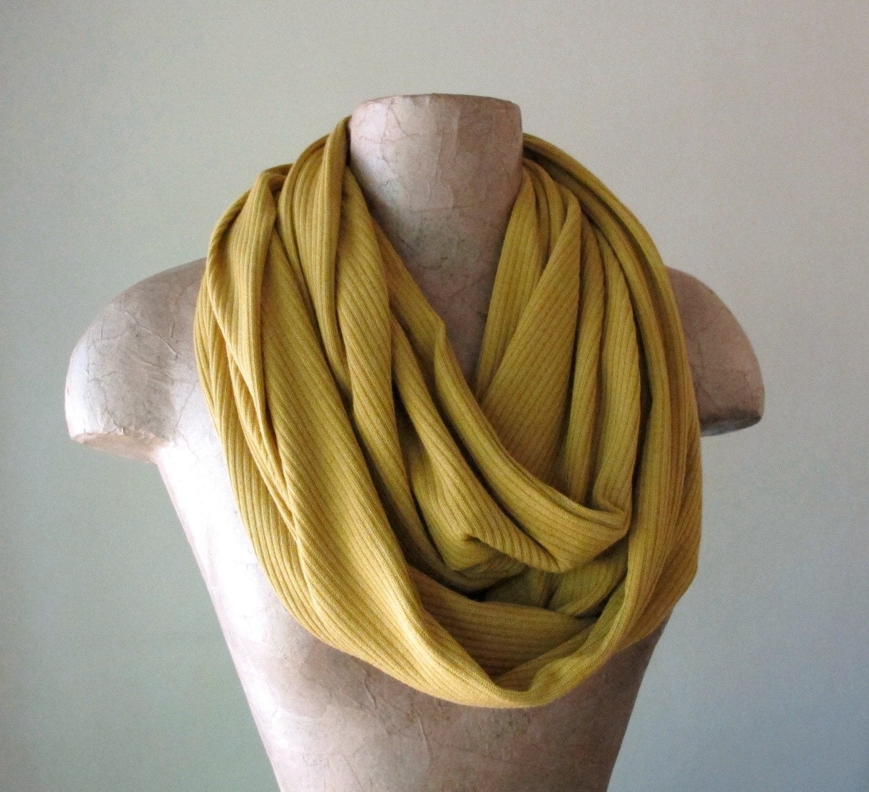 Ochre Infinity Scarf - Sweater Knit Scarf - Golden Yellow Circle Scarf - Mustard Loop Scarves