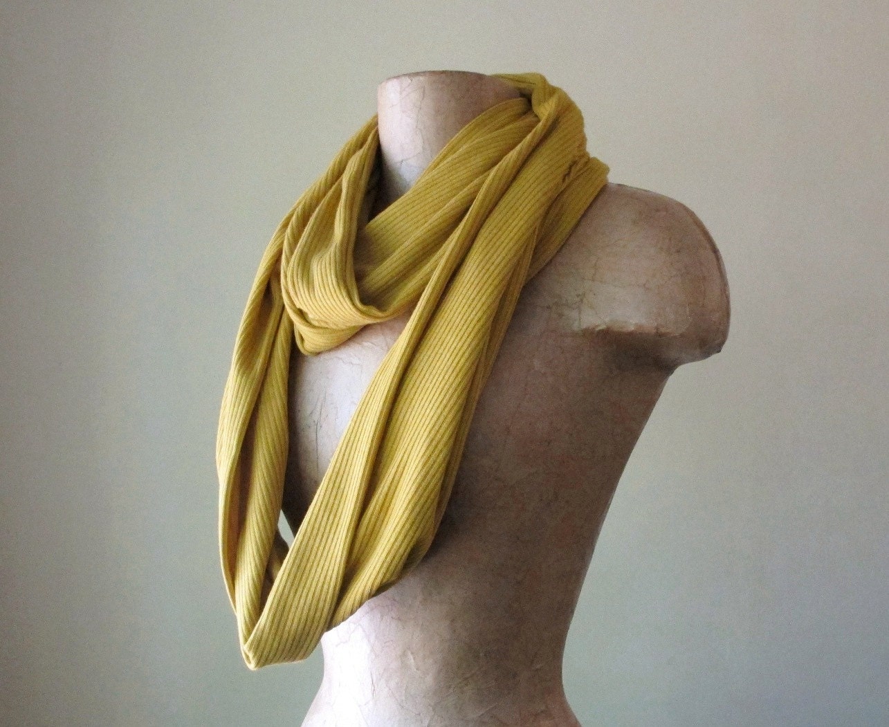 Ochre Infinity Scarf - Sweater Knit Scarf - Golden Yellow Circle Scarf - Mustard Loop Scarves