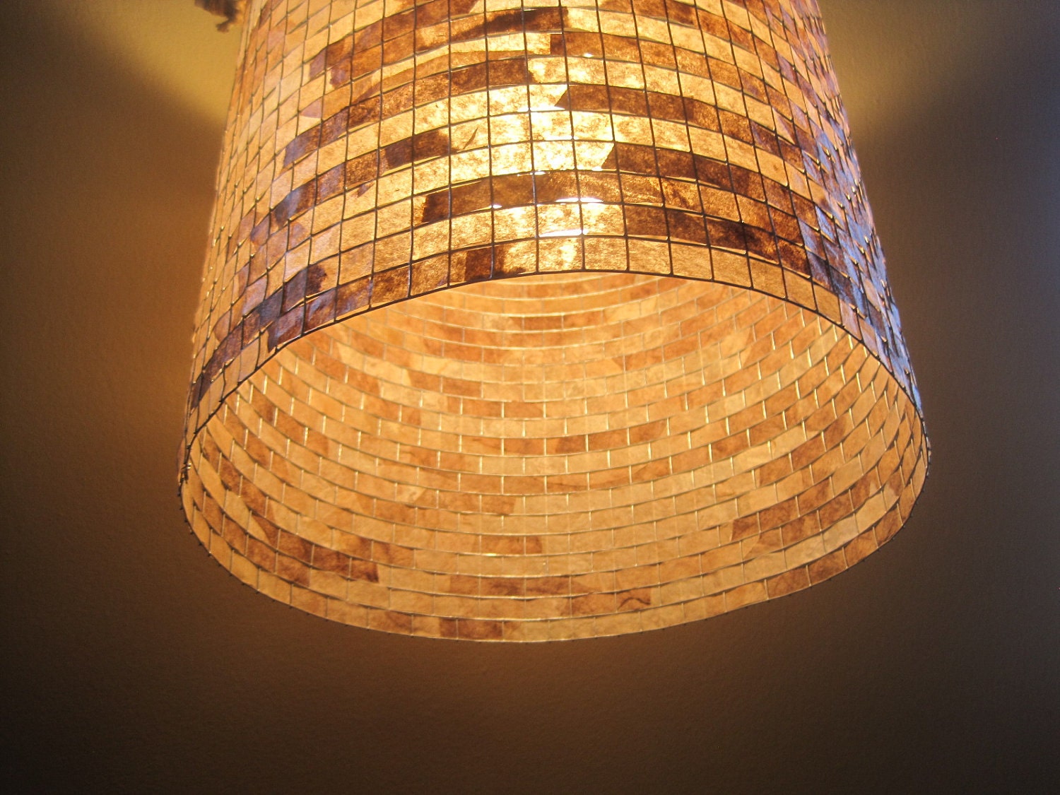 COFFEE FILTER ART - Hanging Pendant  or Table Lamp Ecofriendly Drum Shade Rustic Lamp Shade Ceiling Lamp Pendant Light Lighting