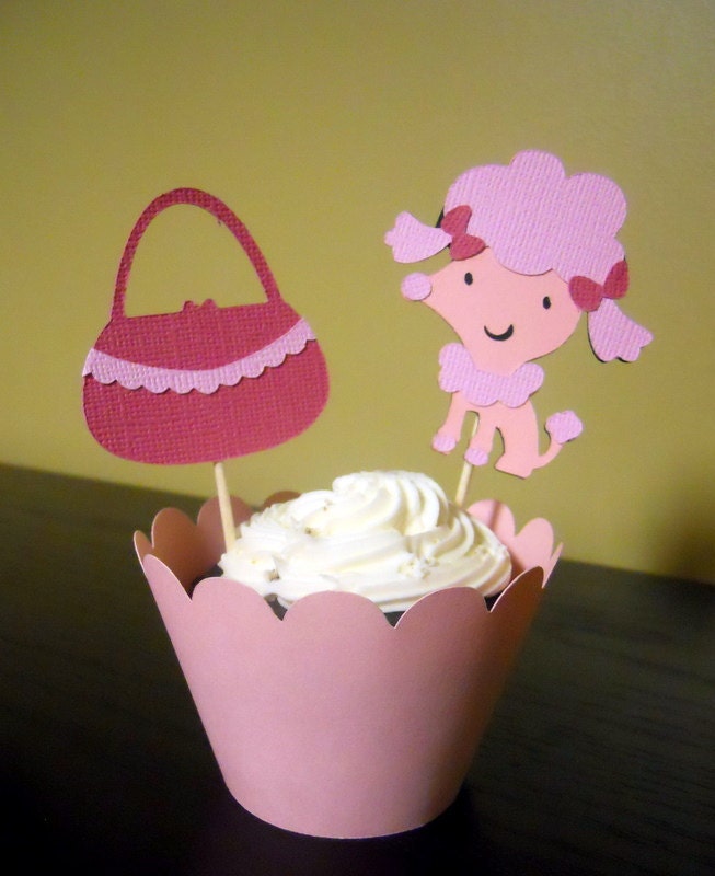 Fancy Nancy inspired cupcake toppers & wrapper - set of 12