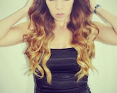 Ombre Hair Extensions, 22" Human Hair Extensions. Colored Hair Extension Clip, Hair Wefts, Clip in Hair, dip dyed hair