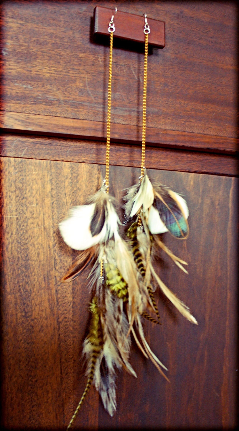 Light as a feather stiff as a board, Extra Long Grizzly Rooster Feather Earrings-10 Inches Long-Natural Feather Hair Extensions, Symbolism