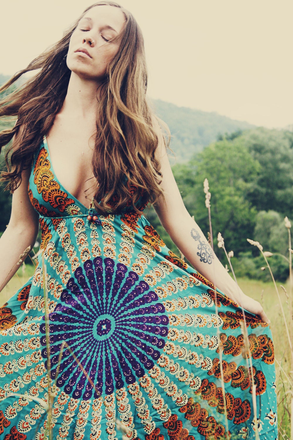 Reserved for Elsie Handmade Hippie Dress, Maxi Dress, Tapestry, Bohemian, Sundress, Scarf Dress, Chakra Dress, Fairy Dress