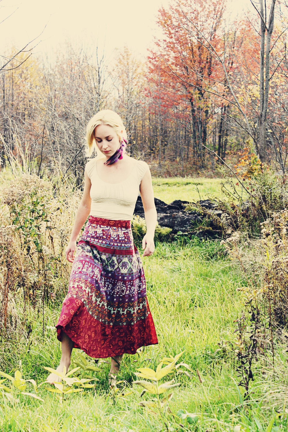 Long Bohemian Wrap Skirt, Hippie, Cotton, Tapestry, Wrap Skirt, Organic, Sundress, Elephants, Moon-Wear many different ways