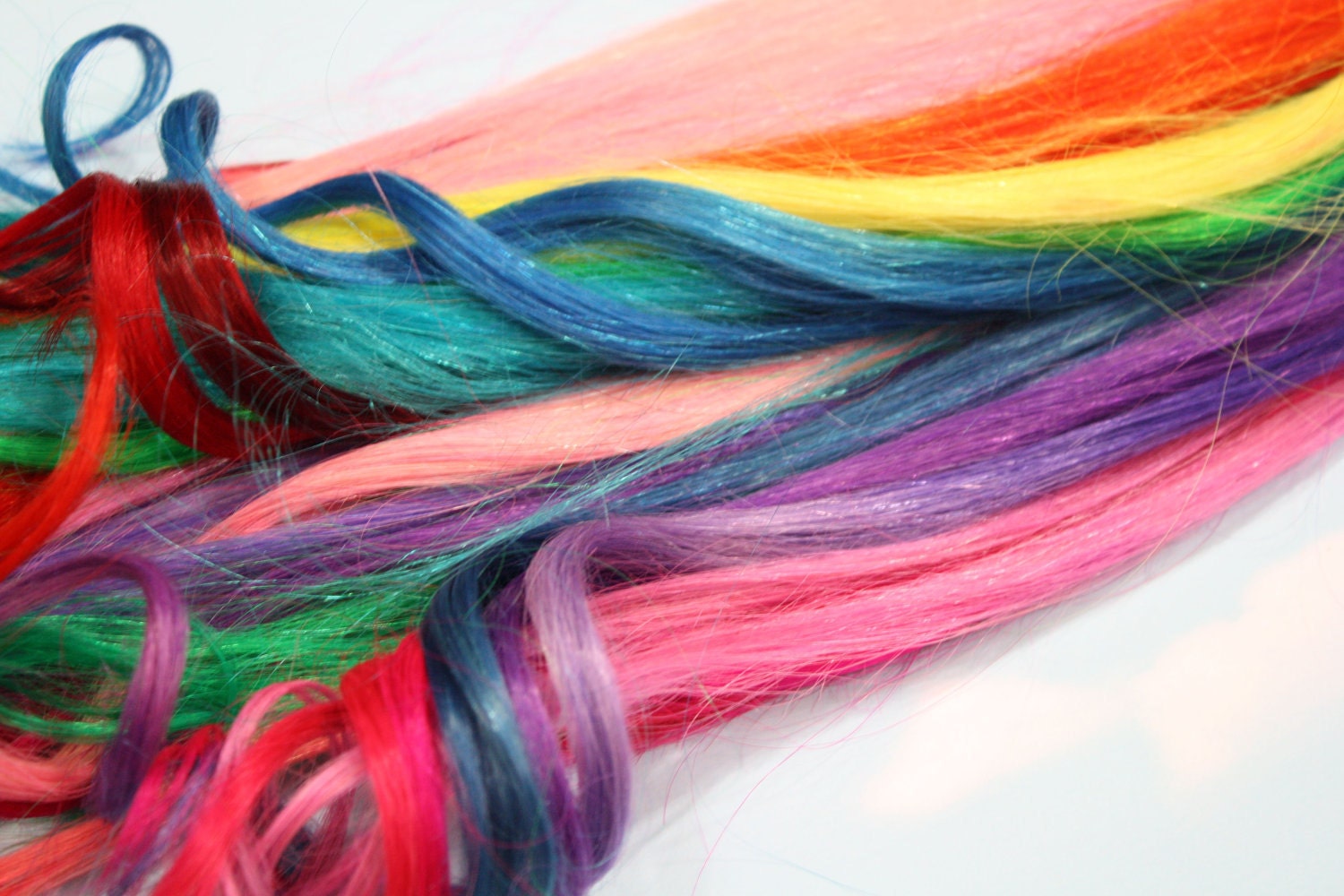 Rainbow Colored Human Hair Extensions, Colored Hair Extension Clip, Hair Wefts, Clip in Hair, Pastel Hair, Dipped Dyed Hair