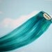 Turquoise, Human Hair Extensions, Colored Hair Extension Clip, Hair Wefts, Clip in Hair, Tie Dye Hair Extensions