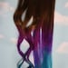 Purple, Blue Tie Dye Tips, Purple & Turquoise, Human Hair Extensions. Colored Hair Extension Clip, Clip in Hair, Dip Dyed Hair Tips