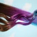 Purple, Blue Tie Dye Tips, Purple & Turquoise, Human Hair Extensions. Colored Hair Extension Clip, Clip in Hair, Dip Dyed Hair Tips