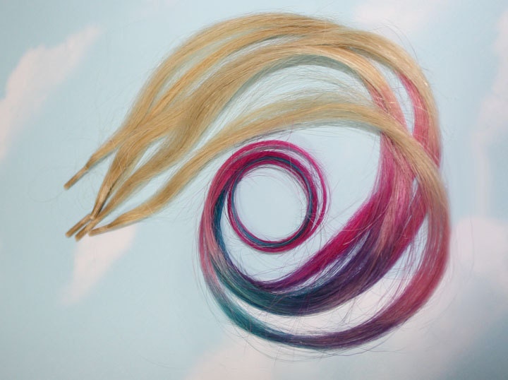 Pastel Tie Dye iTips, Pre Bonded Keratin Tip, Human Hair Extensions. Colored Hair, Dip Dyed Hair, Festival, Tie Dye Hair Extensions