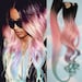 Light Pastel Dip Dyed Hair, Clip In Hair Extensions, Tie Dye Tips, Black Hair, Hair Wefts, Human Hair Extensions, Hippie hair, Pink Hair