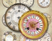 Antique Clock 1. 5 inch Circle Images. Digital Collage Sheet. Printable download glass pendant, Bottle Cap, Mirrors, Magnets. 809