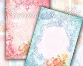 Digital paper French chic Jewelry Cards frames Earring Cards. Printable digital floral image 904