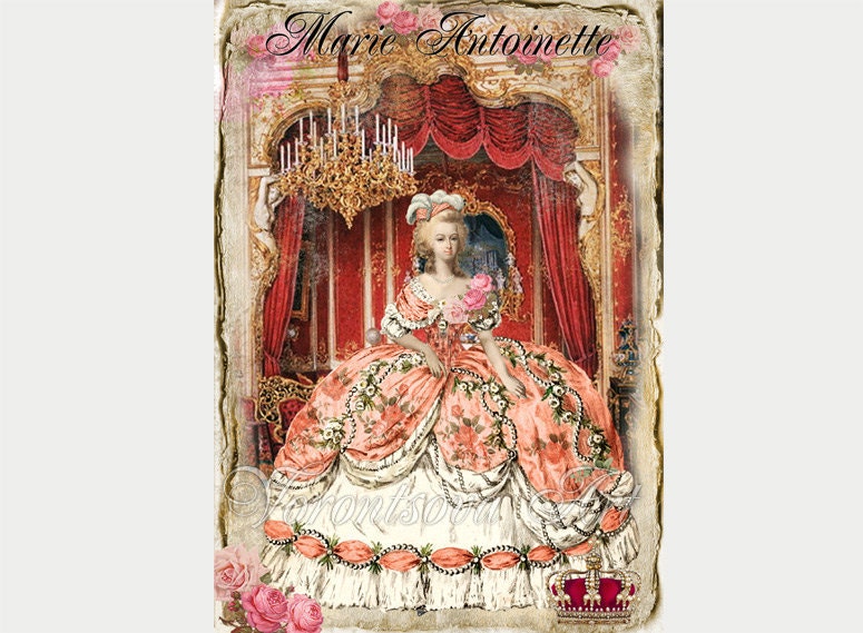 Marie Antoinette - Shabby Chic - Digital Collage Sheet - paper, invitations, gift tags - french vintage - Handmade Imade 007