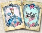 ROYAL Paris SHABBY CHIC Printable 2 postcards set. Personal & Commercial Use. Digital Collage Sheet. paper packaging product labels shop.054