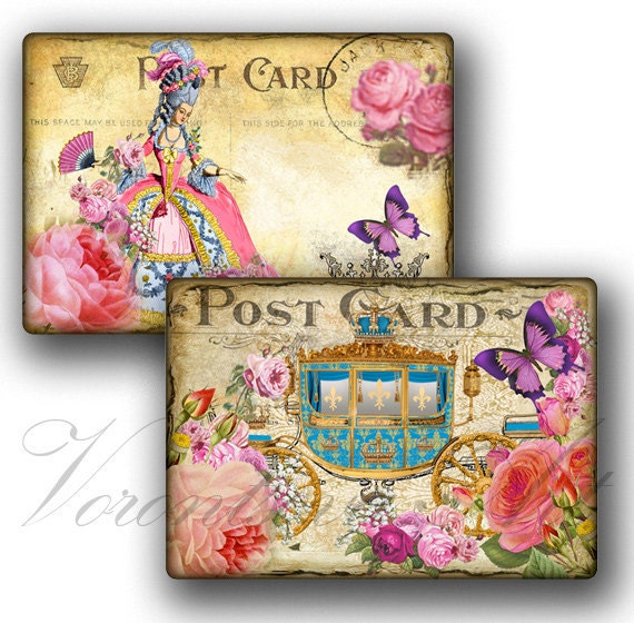 Princess Party Invitations. Postcard Digital Collage Sheet. 4443 4444