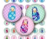 Floral Matryoshka Folk Bottlecap 1 inch Circle image Matrioshka Babushka Russian Dolls. Digital Collage Sheet Printable download  8256