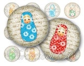 Matryoshka - Russian Doll - Bottlecap 1 inch Circle image. Digital Printable sheet.  8271