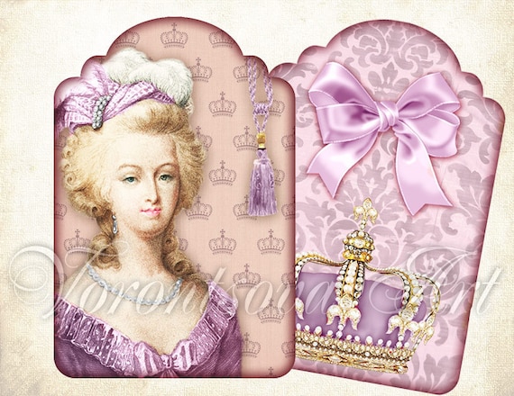 Antoinette Fashion tag, label. French digital collage sheet download. Printable Image ACEO. 910