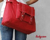 CARSON // Dark Red // 033 // Luckycann // Handmade / /Everyday Canvas Bag // Holiday Sale // 10% off