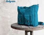 BAILEY // Teal // 024 // Luckycann // Handmade // Everyday Canvas Bag // Holiday Sale // 10% off