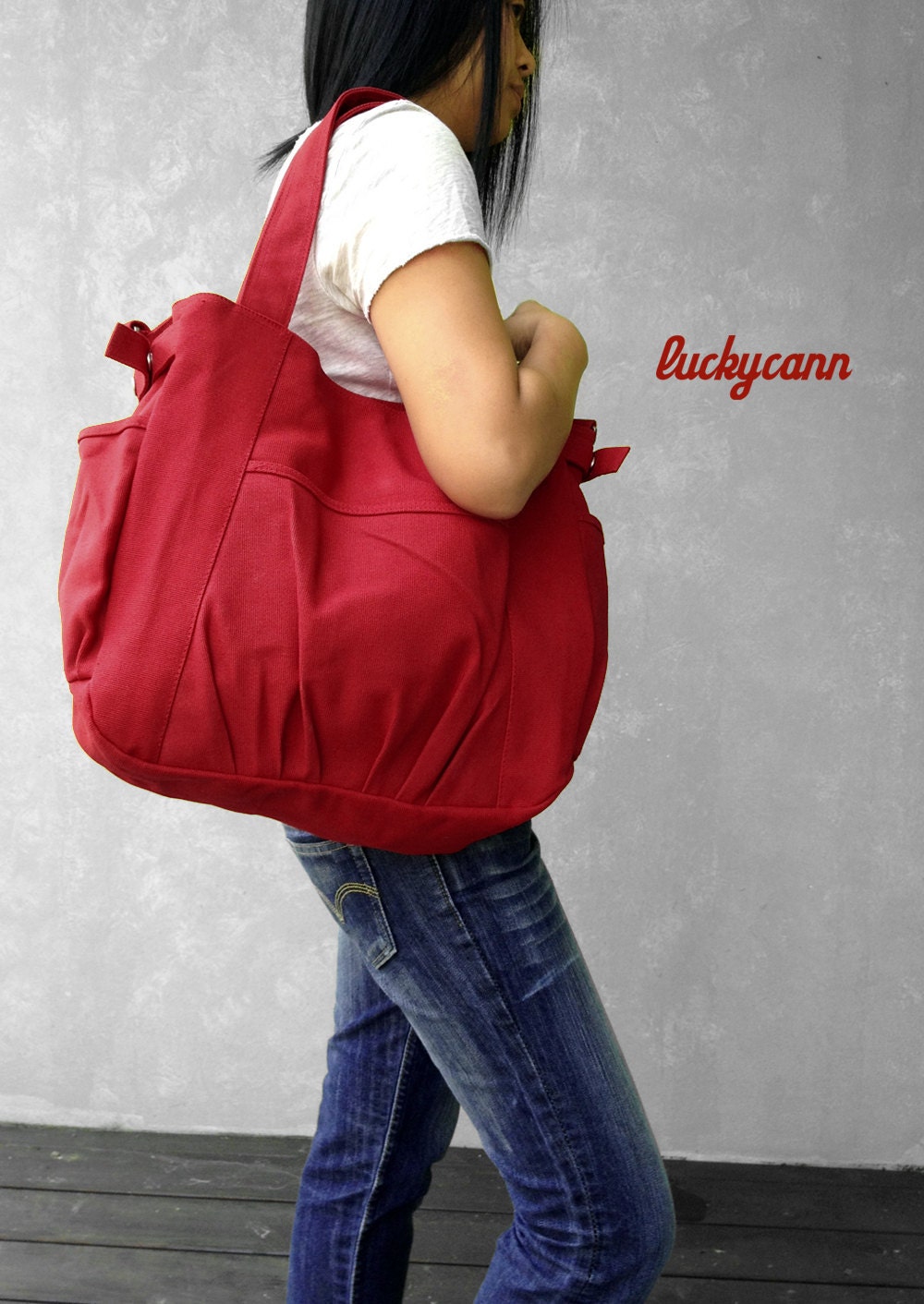 IRIS // Dark Red // 053 // Luckycann // Canvas Bag // Holiday Sale // 10% off