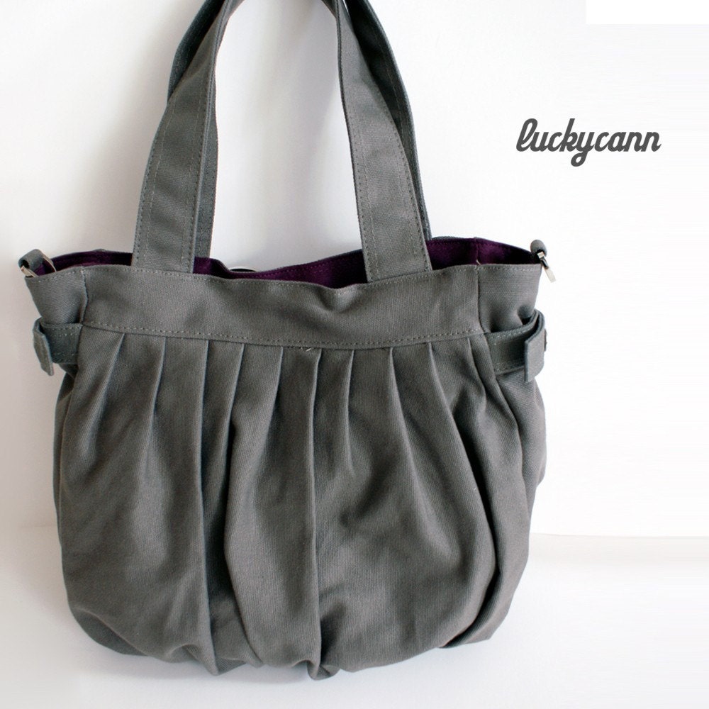 FERN // Dark Grey // 041 // Canvas Bag by Luckycann // Holiday Sale // 10% off
