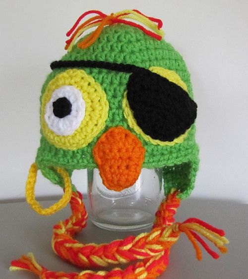 green parrot pirate hat sized for toddler