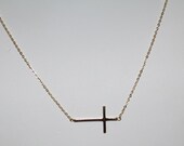 Kelly Ripa Skinny Sideways Cross, Gold Filled,  Celebrity Inspired
