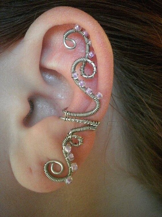 Lilac Princess Vines Ear Cuff - Jenny'z Impressionz - FREE Shipping in Origami Gift Box NO piercing required