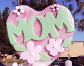 Fused Glass Island Flowers Green Pink White For Easter Mother's Day  Valentines Wind Chime LI104