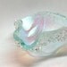 Fused Dichroic Glass Candle Holder Aqua and Silver with a Pink Reflection Tea Light 82