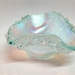 Fused Dichroic Glass Candle Holder Aqua and Silver with a Pink Reflection Tea Light 82
