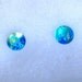 Tiny Little Fused Dichroic Glass Post Earrings Jewelry Aqua Green Blue 019