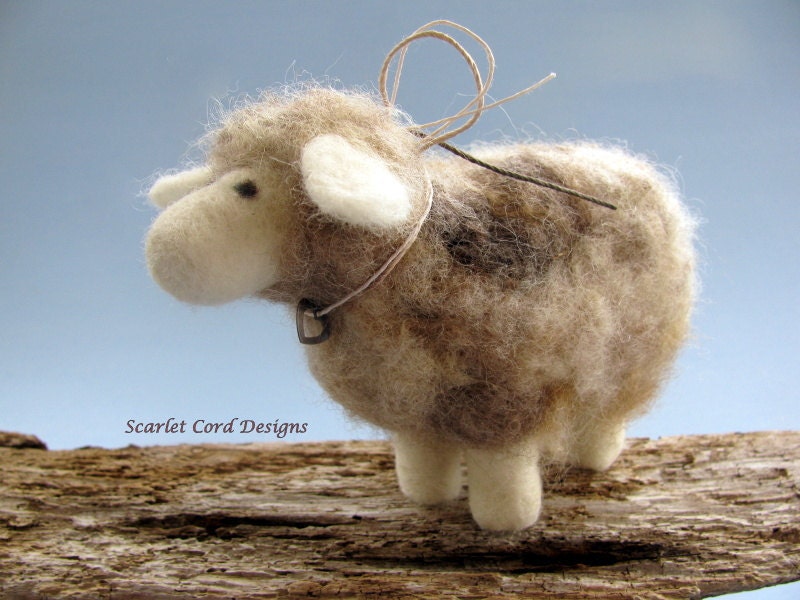 Needle Felted Wooly Sheep - Felted Animal Sculpture