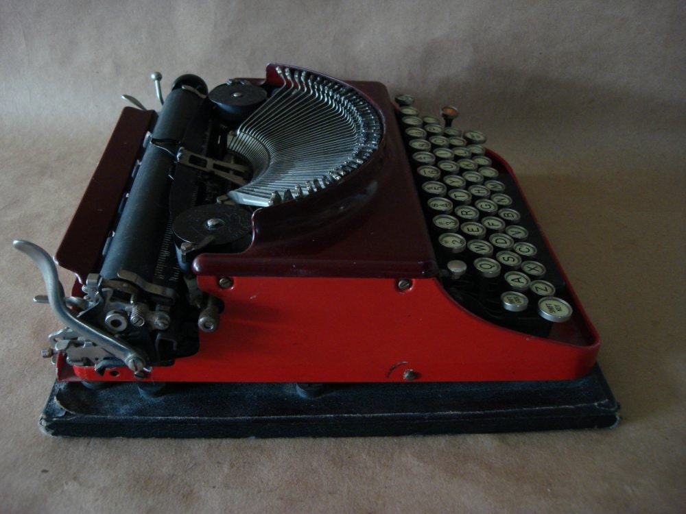 1920's Remington Red Typewriter Portable Number 3 Type Writer