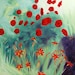 Flowers Red in Wild Garden - Large Canvas Print - Ltd Edition