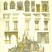 Antique 1900 Architectural Coloured Print of Church Windows and Columns. Ideal for Framing.