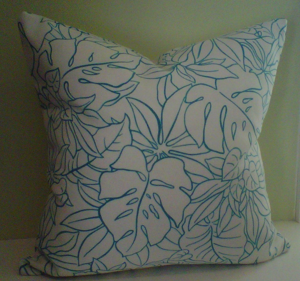 Tropical Torquoise Outdoor Fabric Pillow Cover