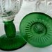 ESTATE SALE - Vintage Pressed Glass Toasting Goblets with Emerald Green Stems