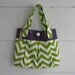 Hangbag with Bright Green Chervon Pattern-Purple Poka Dots