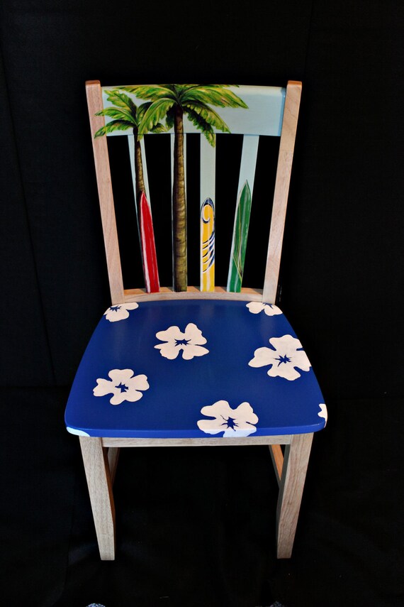 Hand painted Hawaiian print surfboard chair