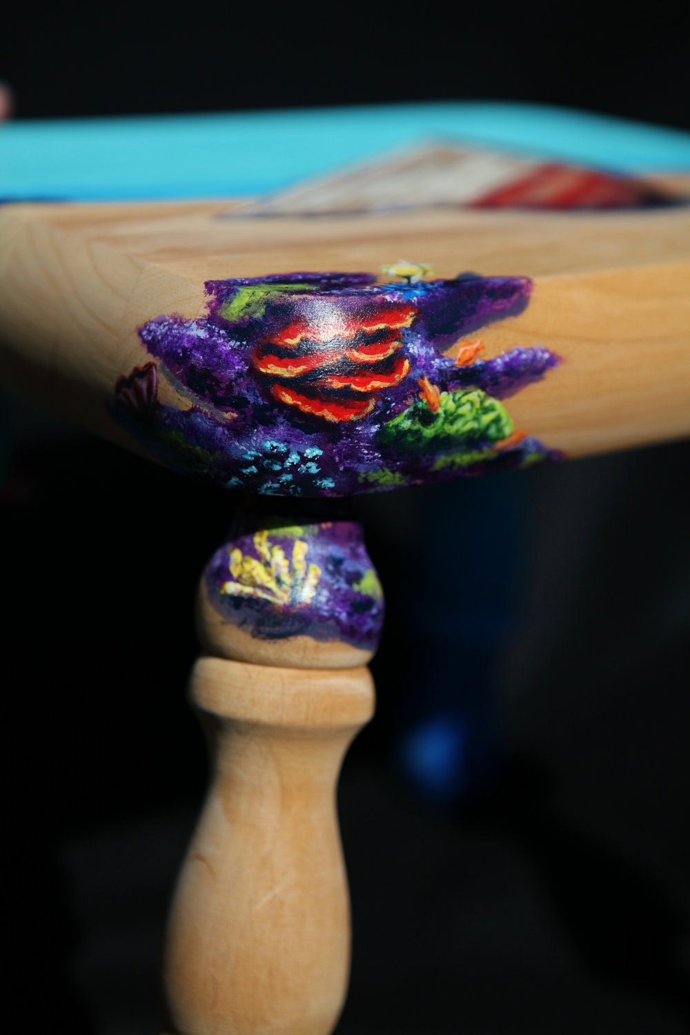 Hand painted underwater themed footstool