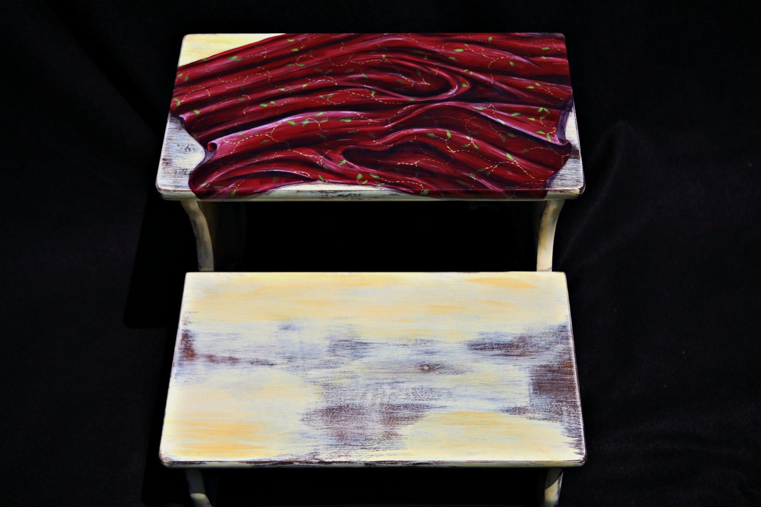 Hand painted Tuscan inspired step stool