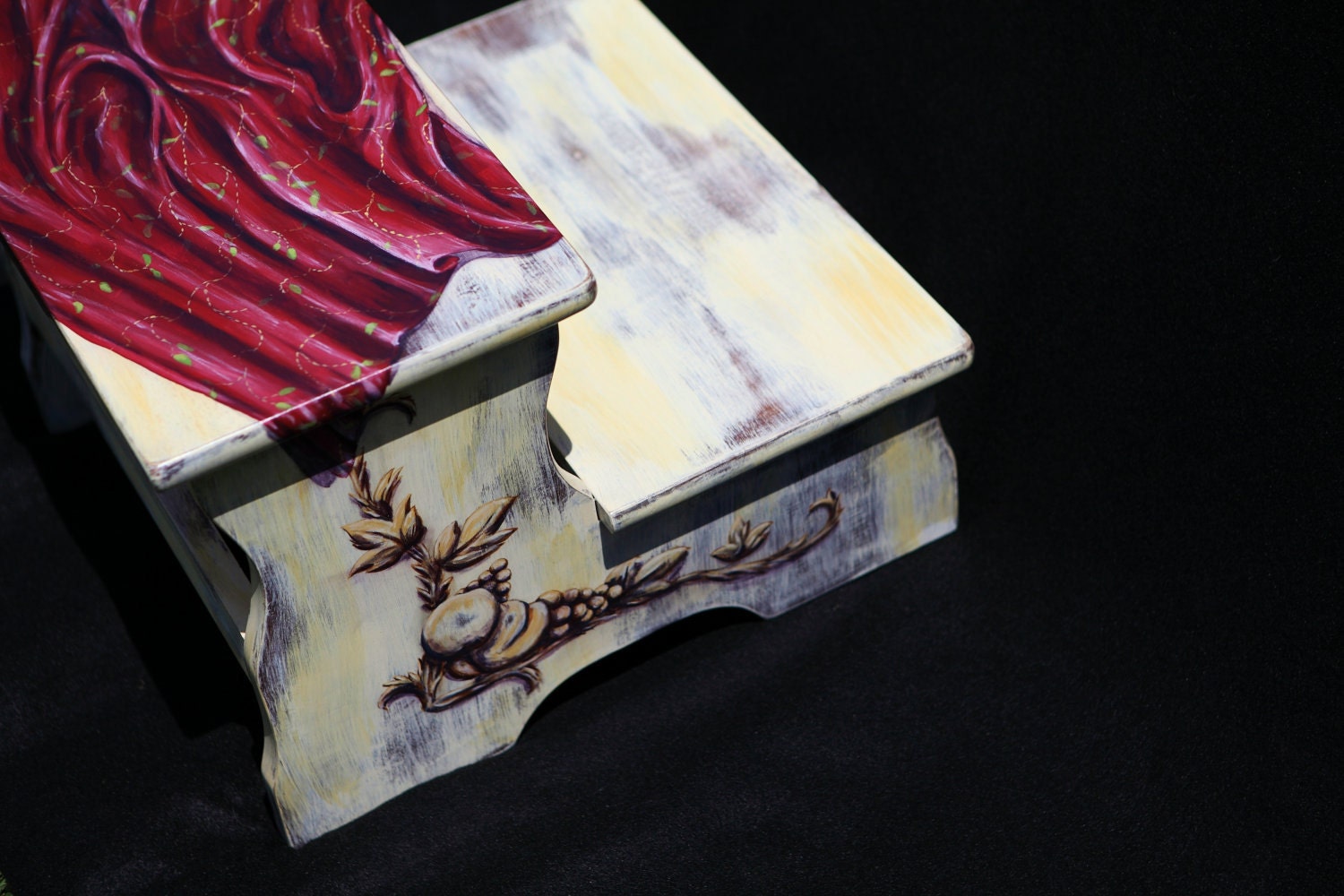 Hand painted Tuscan inspired step stool