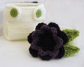 CROCHET PATTERN Flower Diaper Cover & Headband (3 sizes included from newborn-12 months) Instant Download